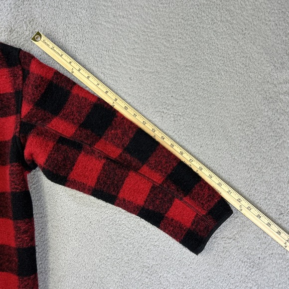 Roots Jacket Womens Large Red Black Buffalo Plaid Wool Acrylic Full Zip Coat - Picture 8 of 8